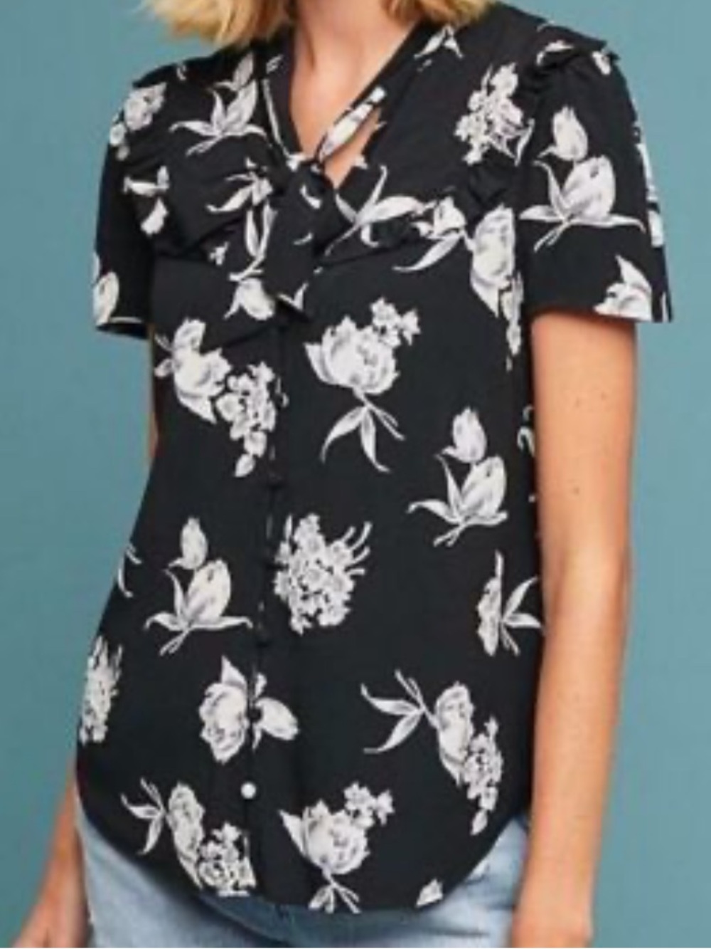014 Anthropologie - Maeve black/white button down blouse XS